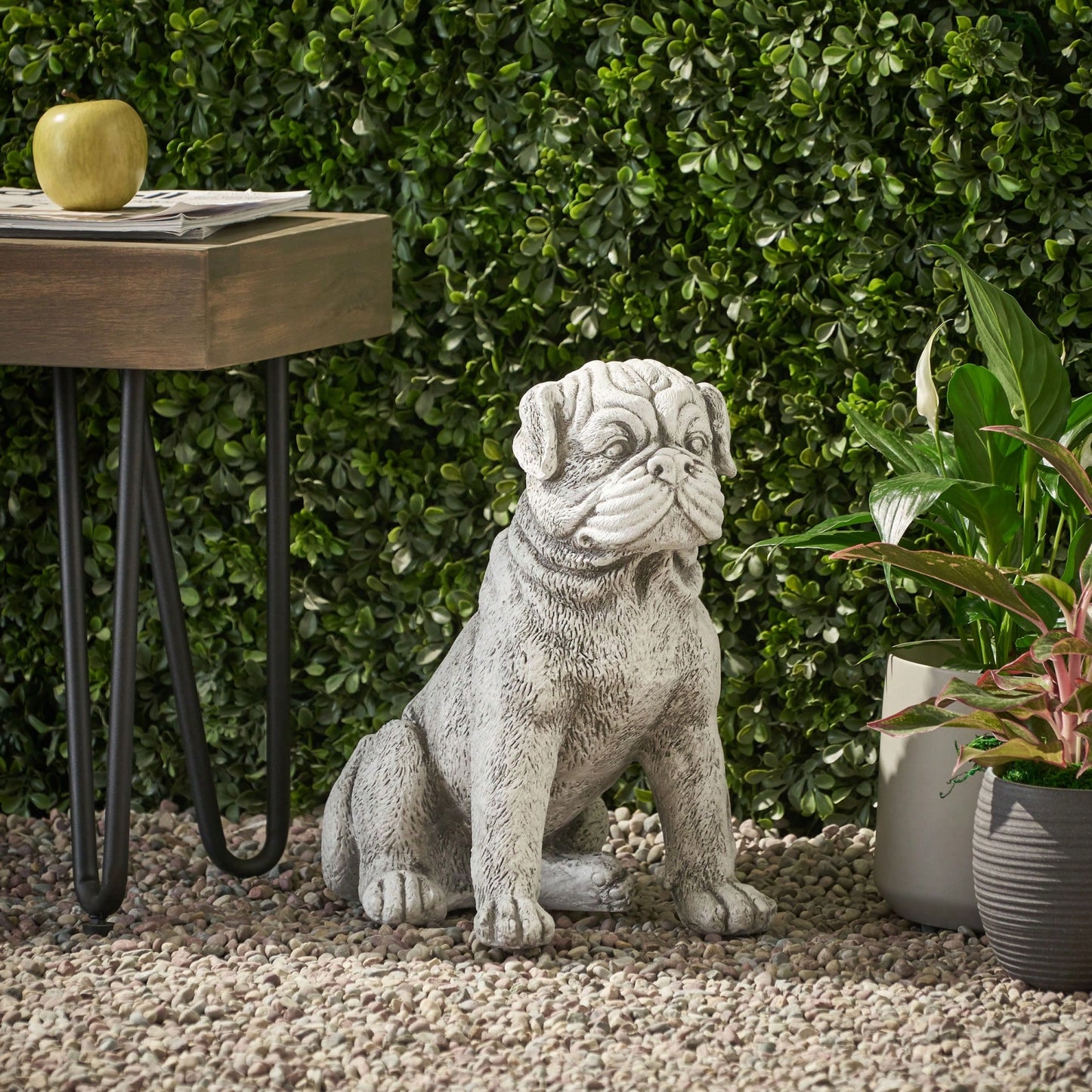 Weatherproof Concrete Dog Statue For Garden Decor