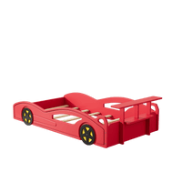 Race Car Twin Bed With Wheels For Teens In Red And Yellow