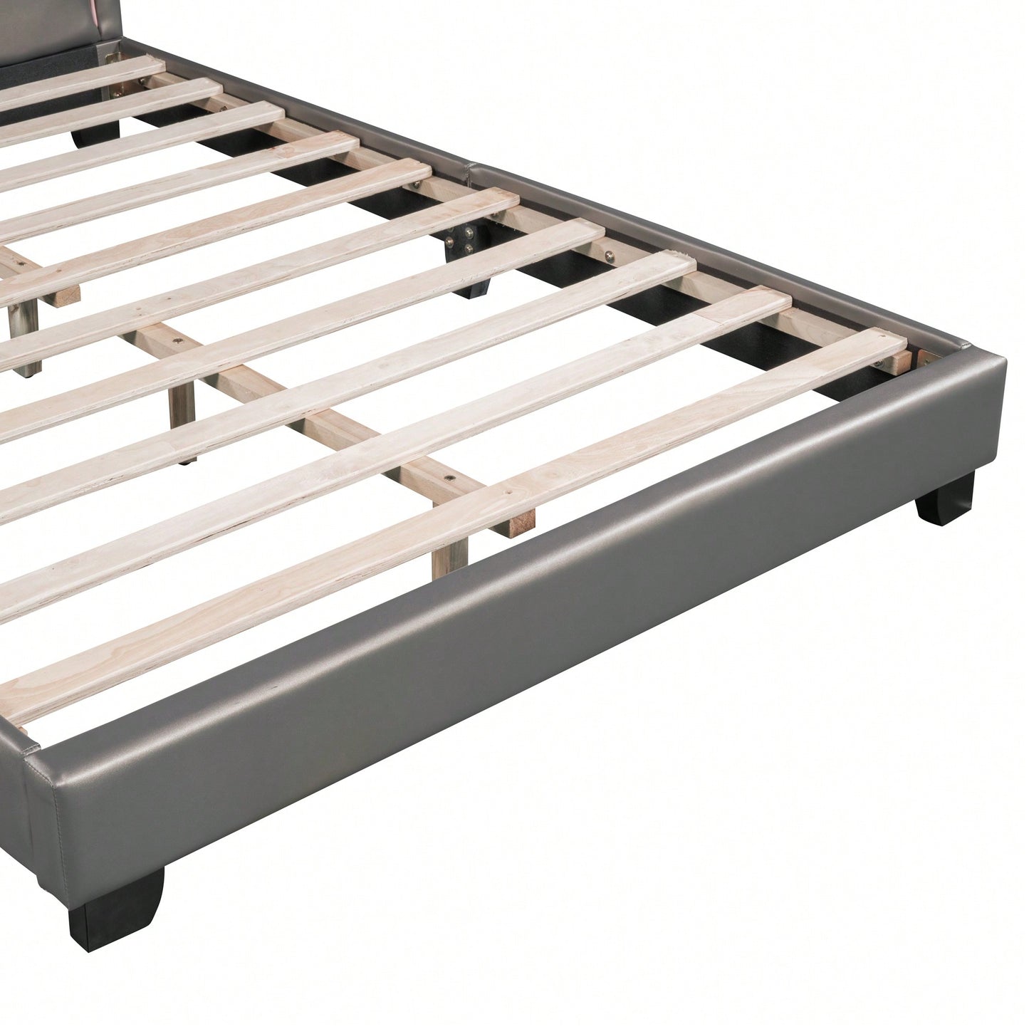 Elegant White Upholstered Leather Platform Bed With Rabbit Accent