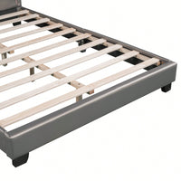 Elegant White Upholstered Leather Platform Bed With Rabbit Accent