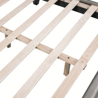 Elegant White Upholstered Leather Platform Bed With Rabbit Accent