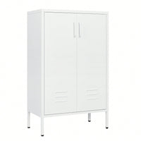 Versatile 2-Door Steel Storage Cabinet For Living Rooms Kitchens Bedrooms Garage And Office With 2 Movable Partitions