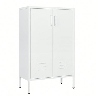 Versatile 2-Door Steel Storage Cabinet For Living Rooms Kitchens Bedrooms Garage And Office With 2 Movable Partitions