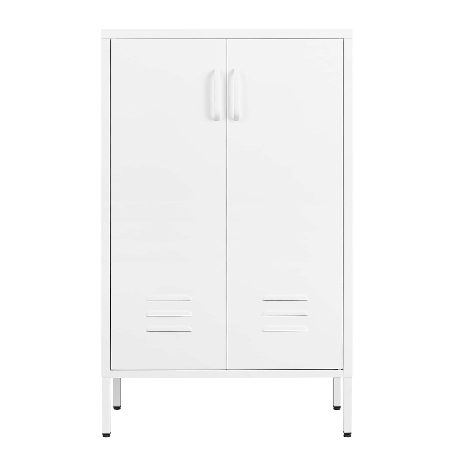 Versatile 2-Door Steel Storage Cabinet For Living Rooms Kitchens Bedrooms Garage And Office With 2 Movable Partitions