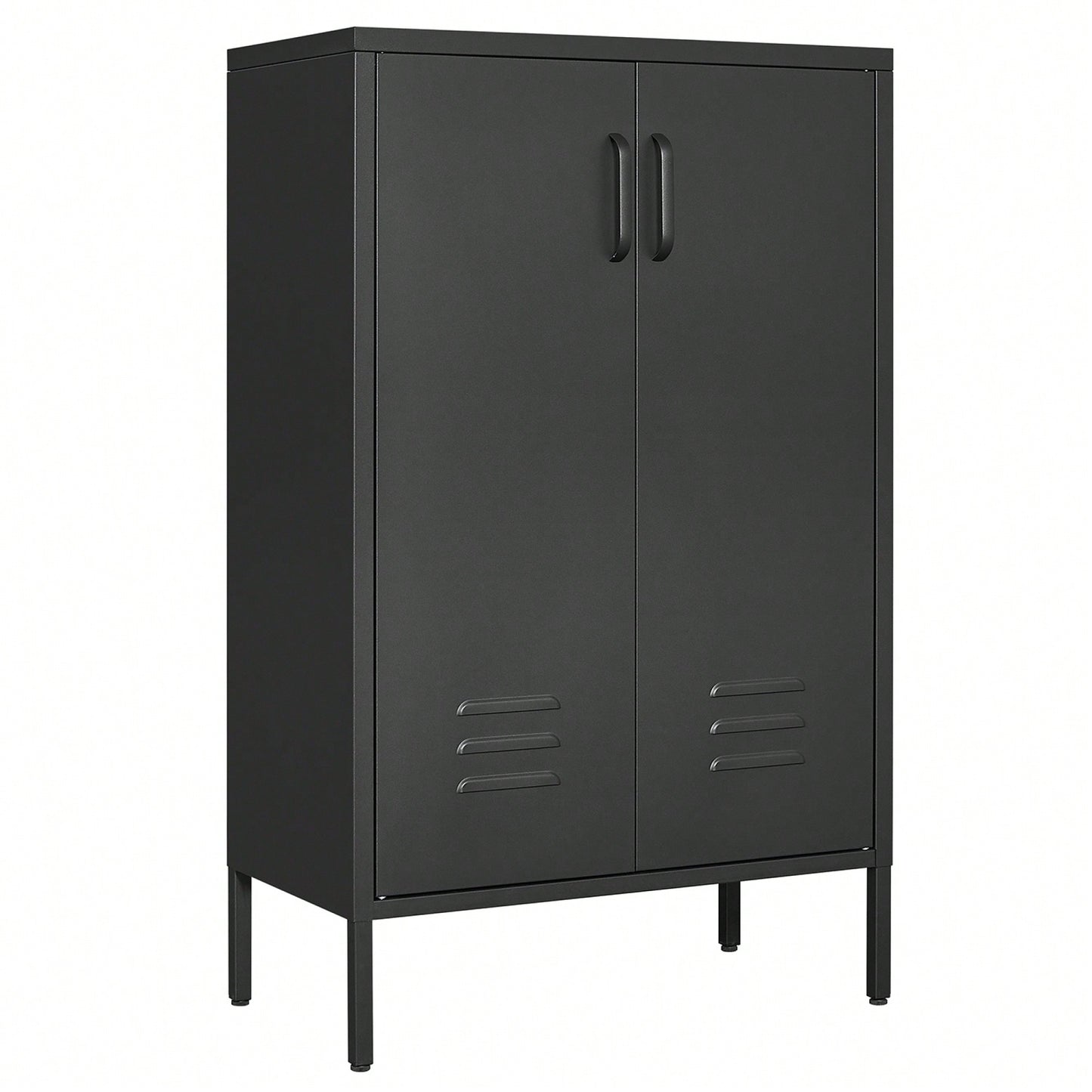 Versatile 2-Door Steel Storage Cabinet For Living Rooms Kitchens Bedrooms Garage And Office With 2 Movable Partitions