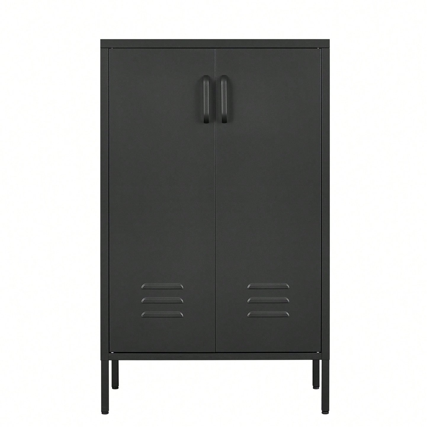 Versatile 2-Door Steel Storage Cabinet For Living Rooms Kitchens Bedrooms Garage And Office With 2 Movable Partitions