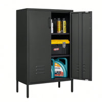 Versatile 2-Door Steel Storage Cabinet For Living Rooms Kitchens Bedrooms Garage And Office With 2 Movable Partitions