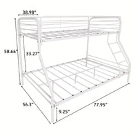 Sturdy Twin Over Full Metal Bunk Bed With Enhanced Guardrail Easy Assembly White Finish