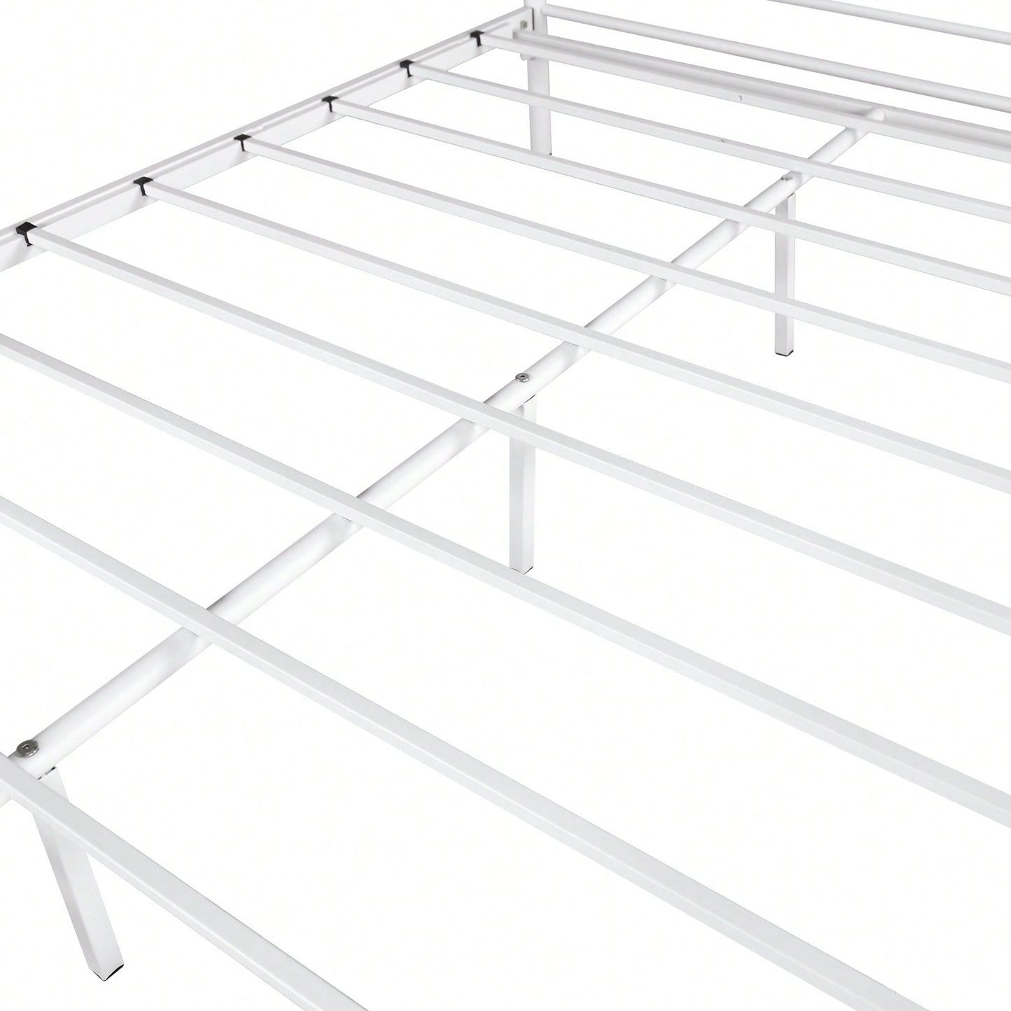 Sturdy Twin Over Full Metal Bunk Bed With Enhanced Guardrail Easy Assembly White Finish