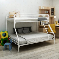 Sturdy Twin Over Full Metal Bunk Bed With Enhanced Guardrail Easy Assembly White Finish