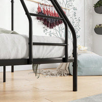 Sturdy Twin-Over-Full Metal Bunk Bed With Enhanced Guardrail For Safety Easy Assembly Black Finish