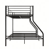 Sturdy Twin-Over-Full Metal Bunk Bed With Enhanced Guardrail For Safety Easy Assembly Black Finish