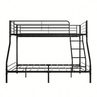 Sturdy Twin-Over-Full Metal Bunk Bed With Enhanced Guardrail For Safety Easy Assembly Black Finish