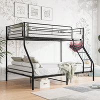 Sturdy Twin-Over-Full Metal Bunk Bed With Enhanced Guardrail For Safety Easy Assembly Black Finish