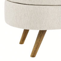 Beige Ottoman Storage Bench With Rubber Wood Legs 43.5x16x16 Stylish And Functional Home Furniture