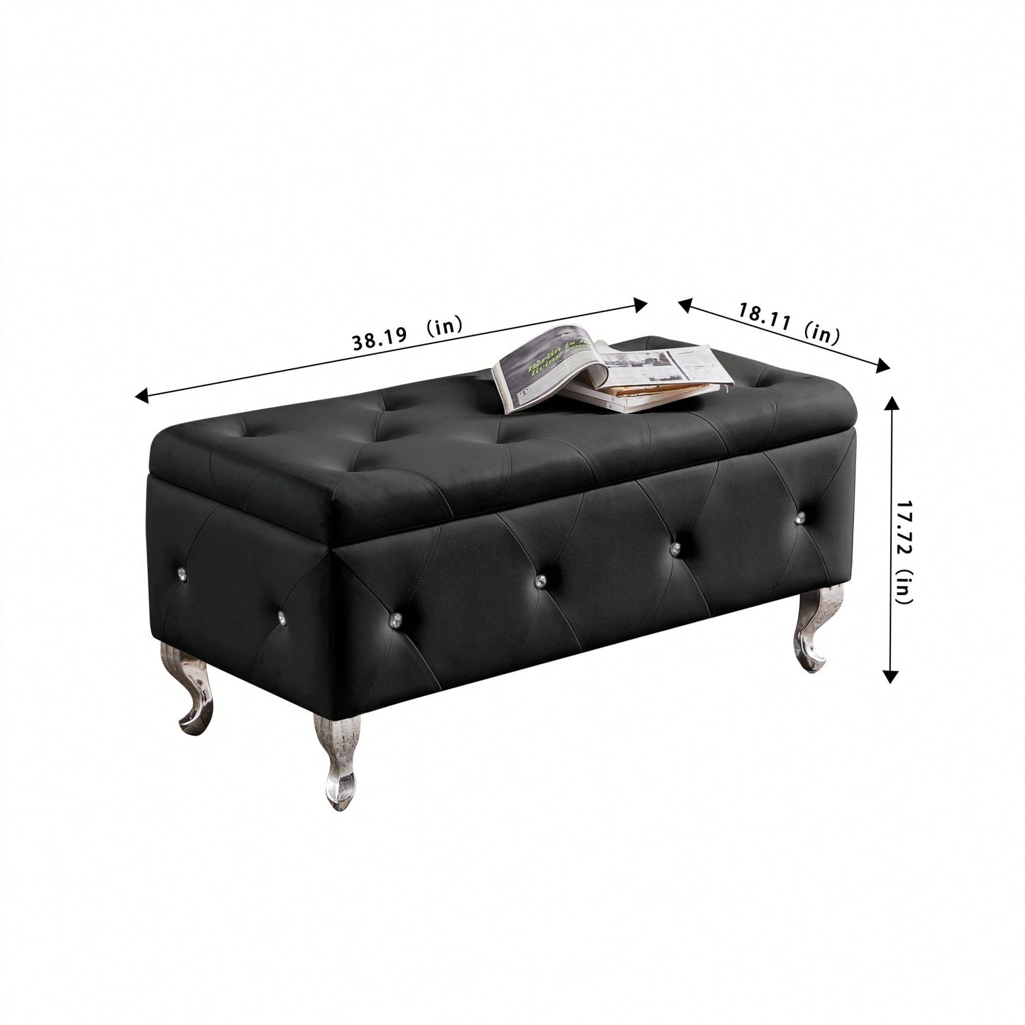 Stylish Flip Top Storage Bench With Padded Seat For Entryway Living Room Bedroom - Supports 250 Lb, Safety Hinge Design