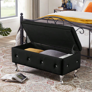 Stylish Flip Top Storage Bench With Padded Seat For Entryway Living Room Bedroom - Supports 250 Lb, Safety Hinge Design