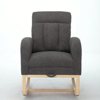 Contemporary Gray Teddy Accent Rocking Chair with Solid Wood Legs Adjustable Footrest Cozy Armchair for Living Room