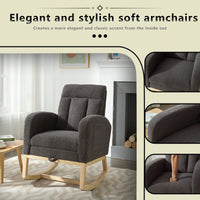Contemporary Gray Teddy Accent Rocking Chair with Solid Wood Legs Adjustable Footrest Cozy Armchair for Living Room