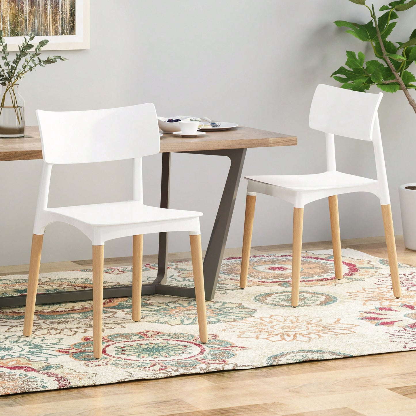 Set Of 2 Stylish Plastic Dining Chairs For Modern Home Decor