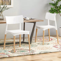 Set Of 2 Stylish Plastic Dining Chairs For Modern Home Decor