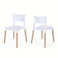Set Of 2 Stylish Plastic Dining Chairs For Modern Home Decor