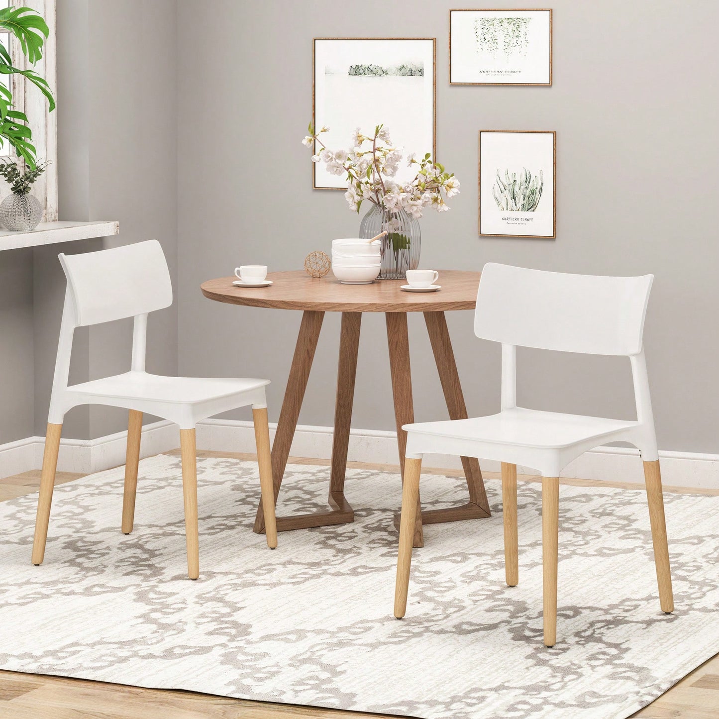 Set Of 2 Stylish Plastic Dining Chairs For Modern Home Decor