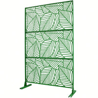 Freestanding Metal Privacy Screen 76" H X 48" W For Outdoor Deck Balcony Patio Garden - Green Decorative Privacy Fence Panel