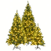 Pre-Lit Green Pine Artificial Christmas Tree Set of 3 with 820 Warm LED Lights and 2539 Branch Tips for Holiday Home Office Decoration