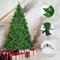 Pre-Lit Green Pine Artificial Christmas Tree Set of 3 with 820 Warm LED Lights and 2539 Branch Tips for Holiday Home Office Decoration