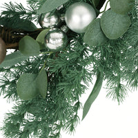26 Inch Pine Needle Wreath With Decorative Ball For Seasonal Home Decor