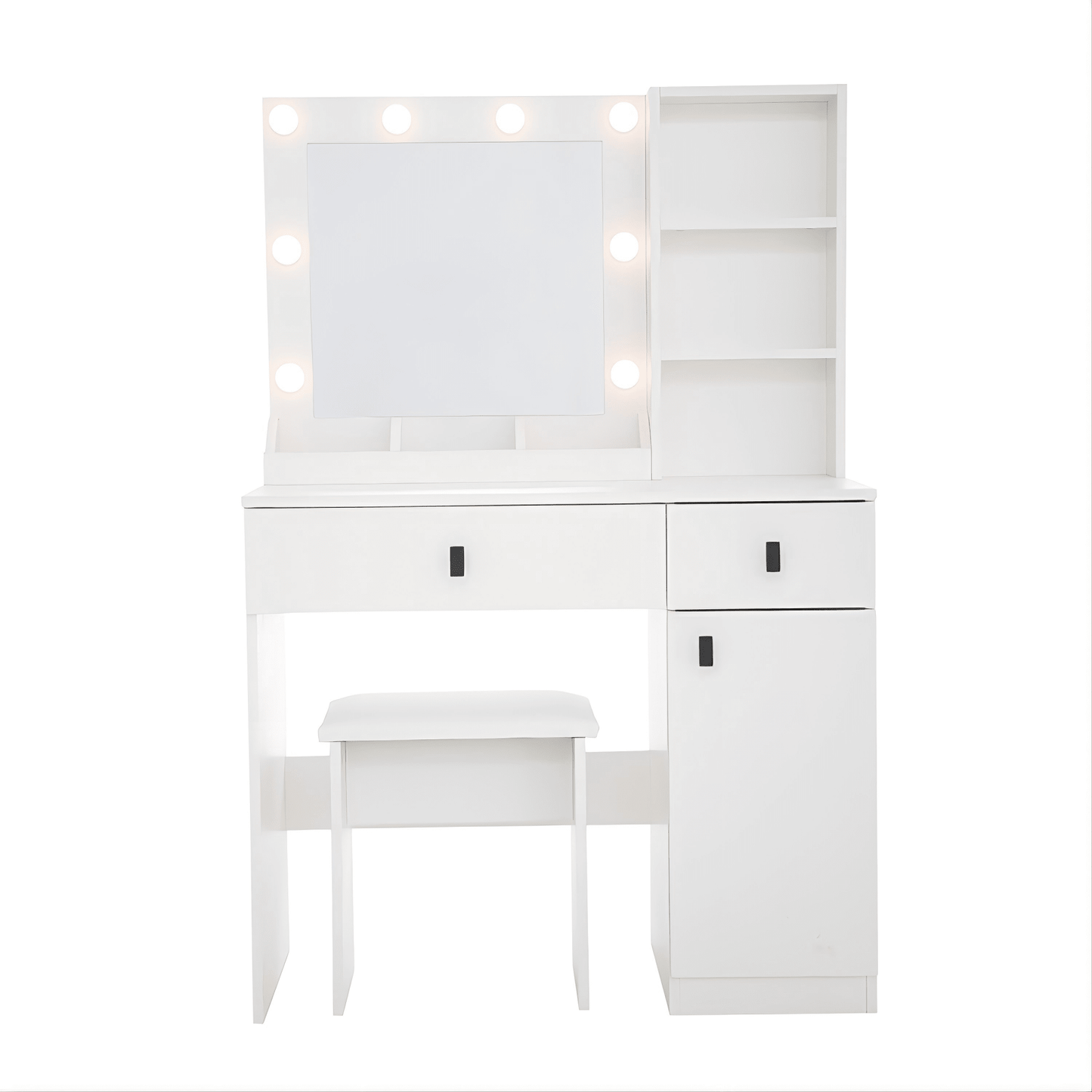 Illuminate Your Beauty Routine With Adjustable Brightness Vanity Desk And Mirror Set Featuring Ample Storage And Stylish Design For Bedroom