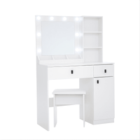 Illuminate Your Beauty Routine With Adjustable Brightness Vanity Desk And Mirror Set Featuring Ample Storage And Stylish Design For Bedroom