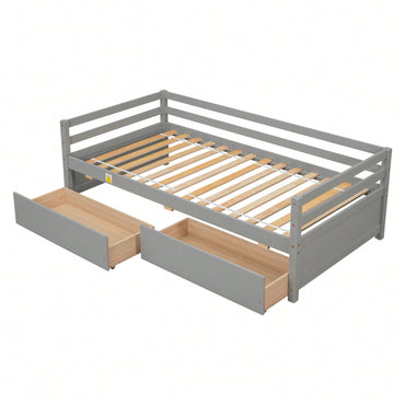 Grey Daybed With Two Storage Drawers For Space-Saving Solutions