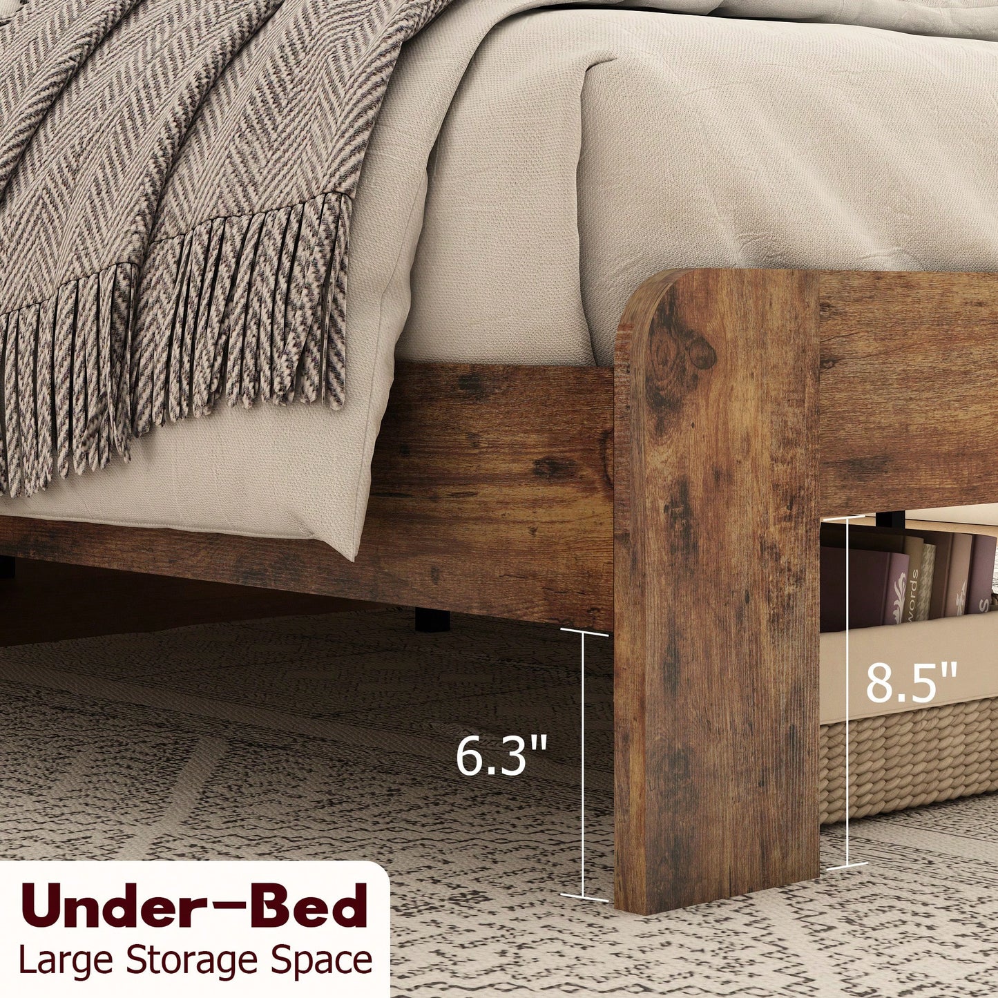King Size Wood Platform Bed Frame With Noise-Free Design, No Box Spring Required, Easy Assembly, Ample Under Bed Storage, Dark Brown Finish