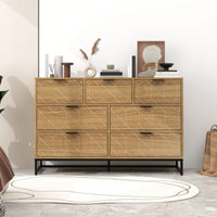 Elegant Walnut Finish 7 Drawer Wooden Dresser Storage Cabinet For Bedroom Organization
