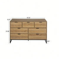 Elegant Walnut Finish 7 Drawer Wooden Dresser Storage Cabinet For Bedroom Organization