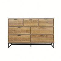 Elegant Walnut Finish 7 Drawer Wooden Dresser Storage Cabinet For Bedroom Organization