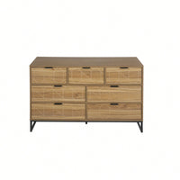 Elegant Walnut Finish 7 Drawer Wooden Dresser Storage Cabinet For Bedroom Organization