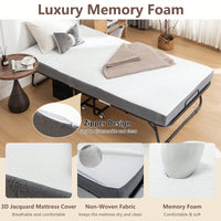 Portable Folding Bed With Memory Foam Mattress And Metal Frame, Rollaway Guest Bed On Wheels For Adults, Cot Size 75 X 38 With Storage Cover