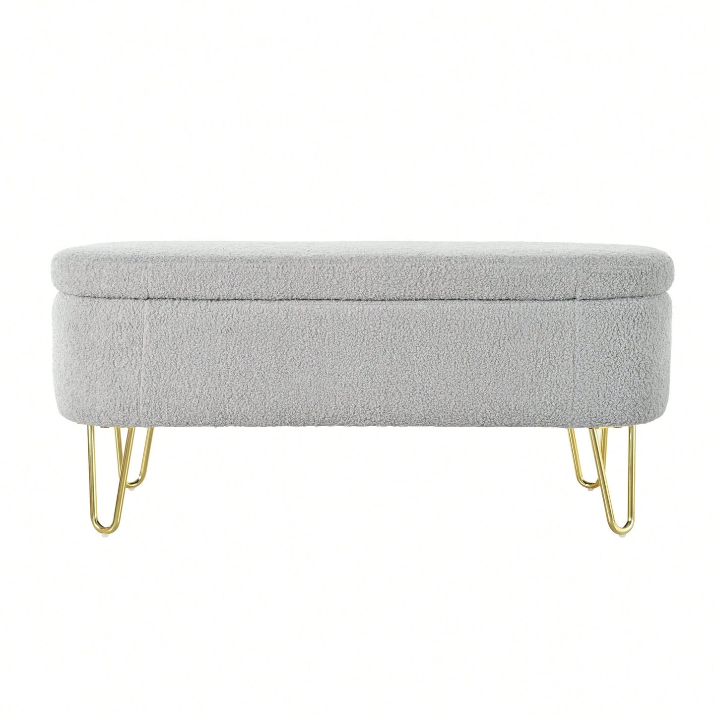 Upholstered Cream Storage Bench For Living Room Bedroom Entryway With Metal Legs