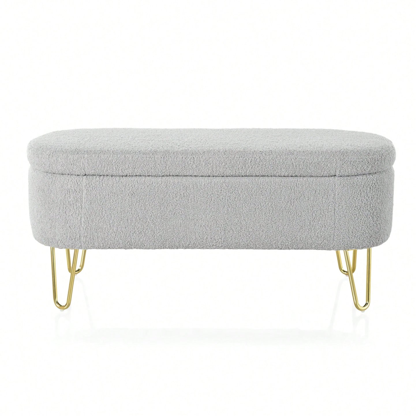 Upholstered Cream Storage Bench For Living Room Bedroom Entryway With Metal Legs