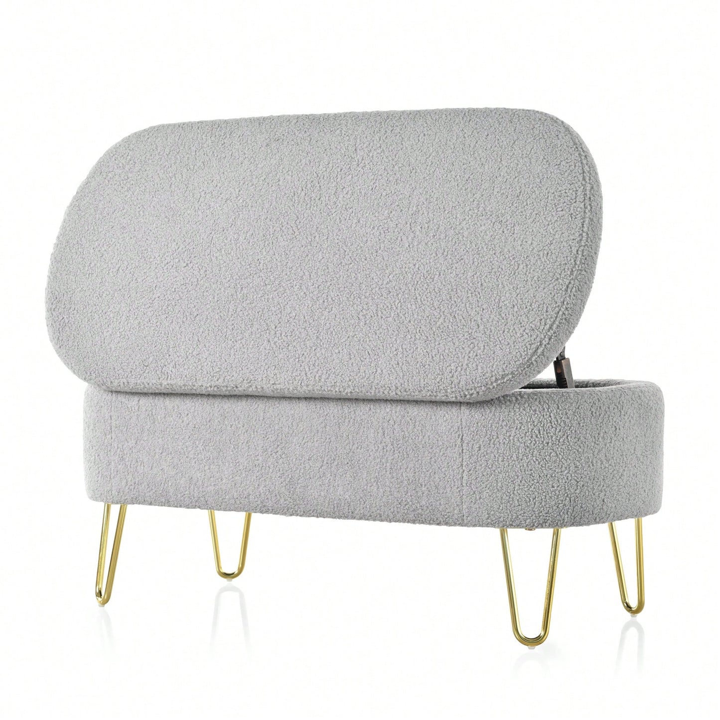 Upholstered Cream Storage Bench For Living Room Bedroom Entryway With Metal Legs