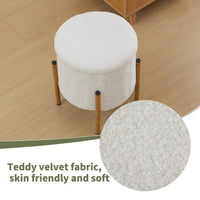 Stylish Round Storage Ottoman With Metal Base For Living Room Bedroom And Makeup Room Gray Footstool With Removable Lid