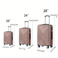 Lightweight 3-Piece Hard Shell Luggage Set With 360 Degree Rotating Wheels 20 24 28 Inch Travel Suitcases