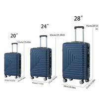 Lightweight 3-Piece Hard Shell Luggage Set With 360 Degree Rotating Wheels 20 24 28 Inch Travel Suitcases