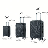 Lightweight 3-Piece Hard Shell Luggage Set With 360 Degree Rotating Wheels 20 24 28 Inch Travel Suitcases