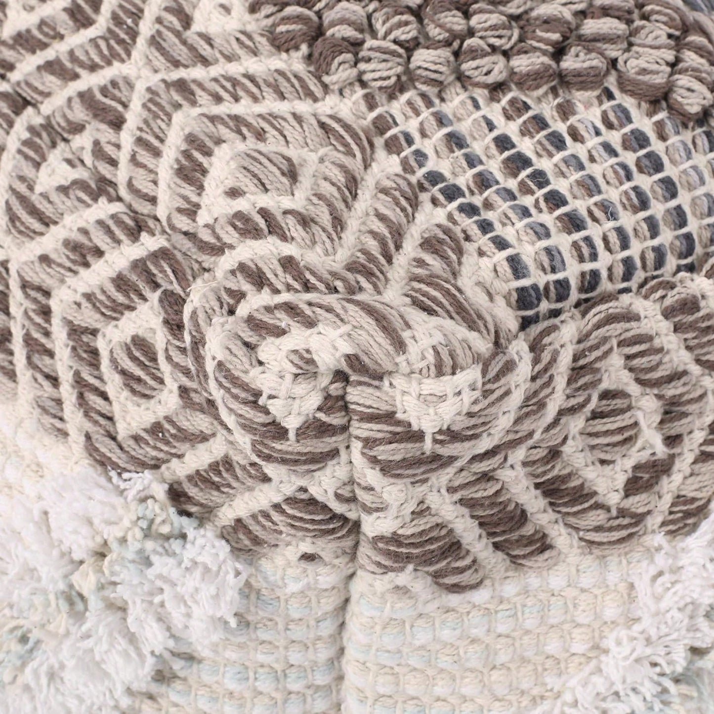 Handcrafted Cozy Woven Wool Pouf For Stylish Home Decor And Comfort