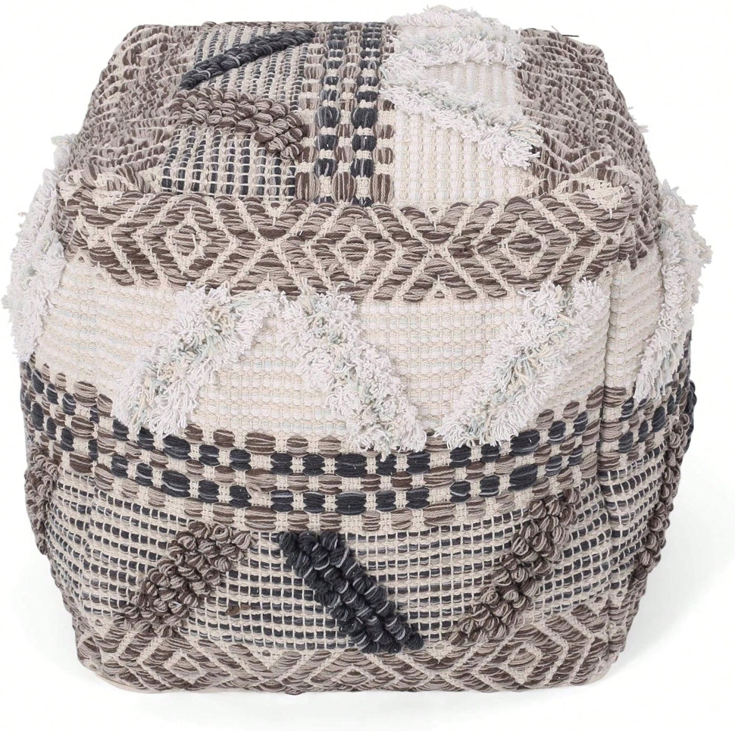 Handcrafted Cozy Woven Wool Pouf For Stylish Home Decor And Comfort