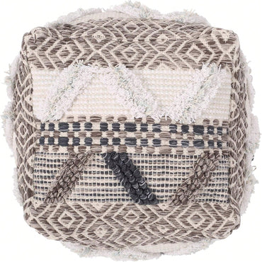 Handcrafted Cozy Woven Wool Pouf For Stylish Home Decor And Comfort